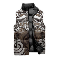 Personalised Maori Kati Mamoe Sleeveless Puffer Jacket Silver Fern Kowhaiwhai Art
