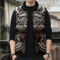 Personalised Maori Kati Mamoe Sleeveless Puffer Jacket Silver Fern Kowhaiwhai Art