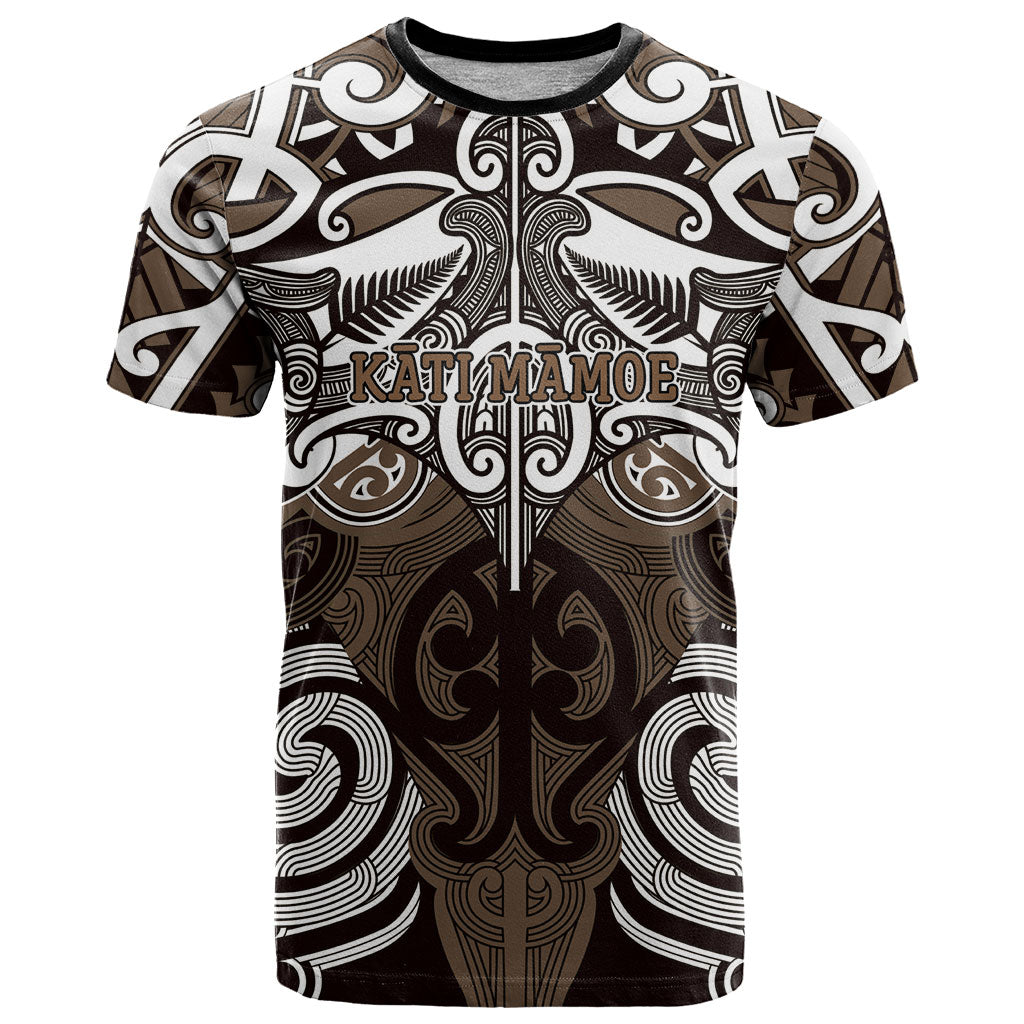 Personalised Maori Kati Mamoe T Shirt Silver Fern Kowhaiwhai Art