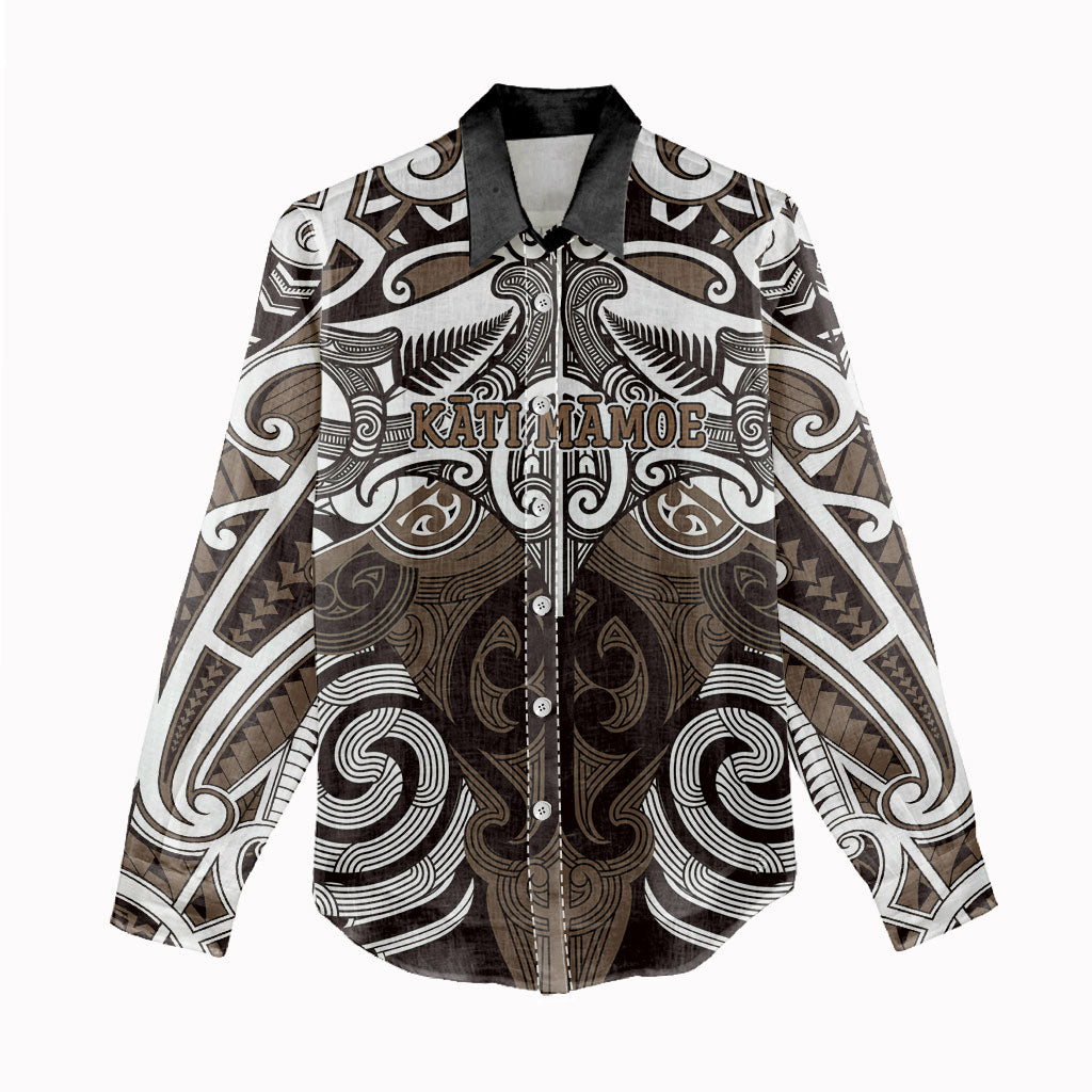 Personalised Maori Kati Mamoe Women Casual Shirt Silver Fern Kowhaiwhai Art