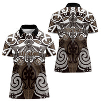 Personalised Maori Kati Mamoe Women Polo Shirt Silver Fern Kowhaiwhai Art