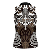 Personalised Maori Kati Mamoe Women Sleeveless Polo Shirt Silver Fern Kowhaiwhai Art