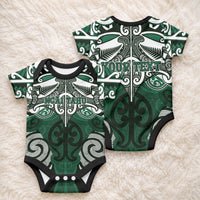 Personalised Maori Ngai Tahu Baby Onesie Silver Fern Kowhaiwhai Art