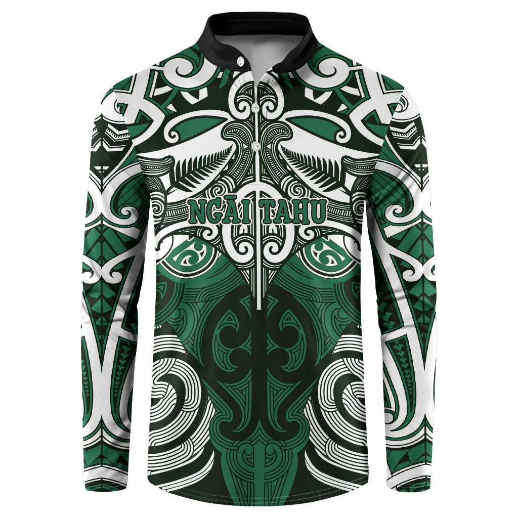 Personalised Maori Ngai Tahu Button Sweatshirt Silver Fern Kowhaiwhai Art