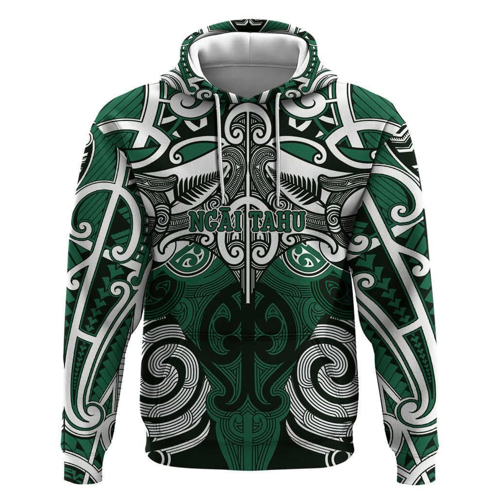 Personalised Maori Ngai Tahu Hoodie Silver Fern Kowhaiwhai Art