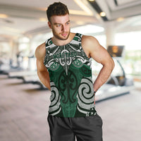 Personalised Maori Ngai Tahu Men Tank Top Silver Fern Kowhaiwhai Art