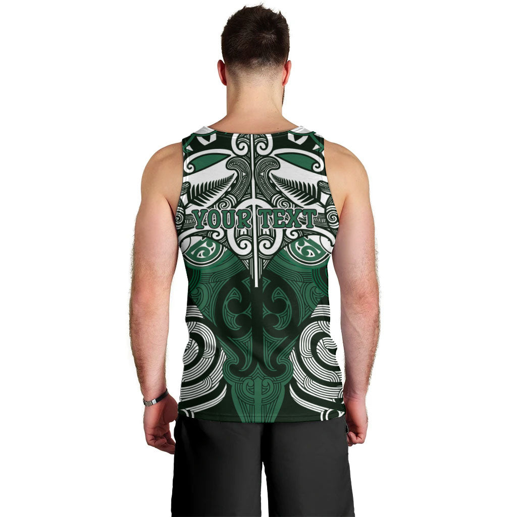 Personalised Maori Ngai Tahu Men Tank Top Silver Fern Kowhaiwhai Art