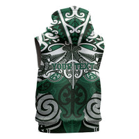 Personalised Maori Ngai Tahu Sleeveless Hoodie Silver Fern Kowhaiwhai Art