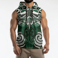 Personalised Maori Ngai Tahu Sleeveless Hoodie Silver Fern Kowhaiwhai Art