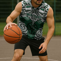 Personalised Maori Ngai Tahu Sleeveless Hoodie Silver Fern Kowhaiwhai Art