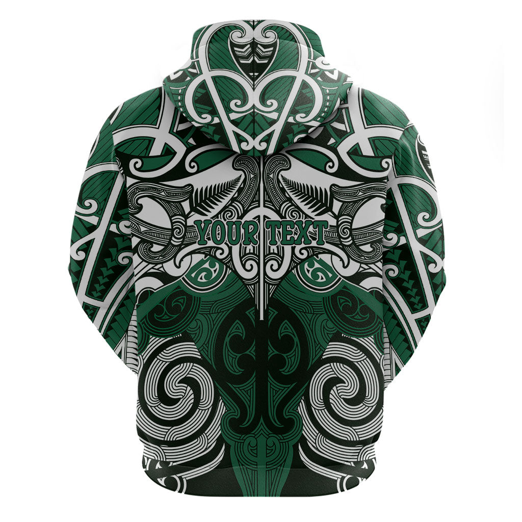 Personalised Maori Ngai Tahu Zip Hoodie Silver Fern Kowhaiwhai Art