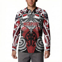 Personalised Maori Ngapuhi Button Sweatshirt Silver Fern Kowhaiwhai Art