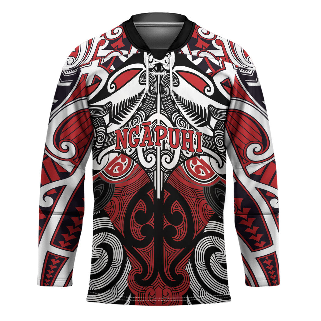 Personalised Maori Ngapuhi Hockey Jersey Silver Fern Kowhaiwhai Art