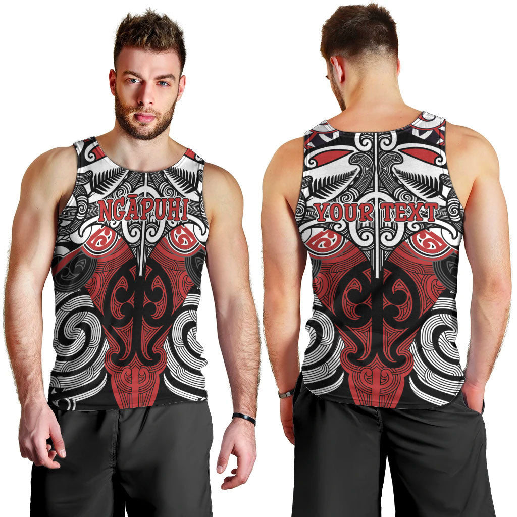Personalised Maori Ngapuhi Men Tank Top Silver Fern Kowhaiwhai Art
