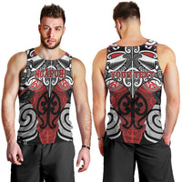 Personalised Maori Ngapuhi Men Tank Top Silver Fern Kowhaiwhai Art
