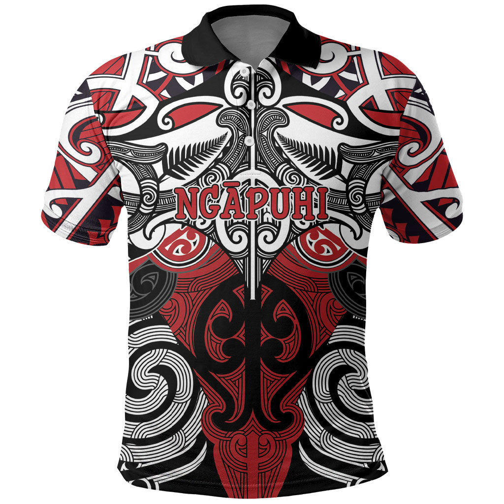 Personalised Maori Ngapuhi Polo Shirt Silver Fern Kowhaiwhai Art LT01 Red - Polynesian Pride