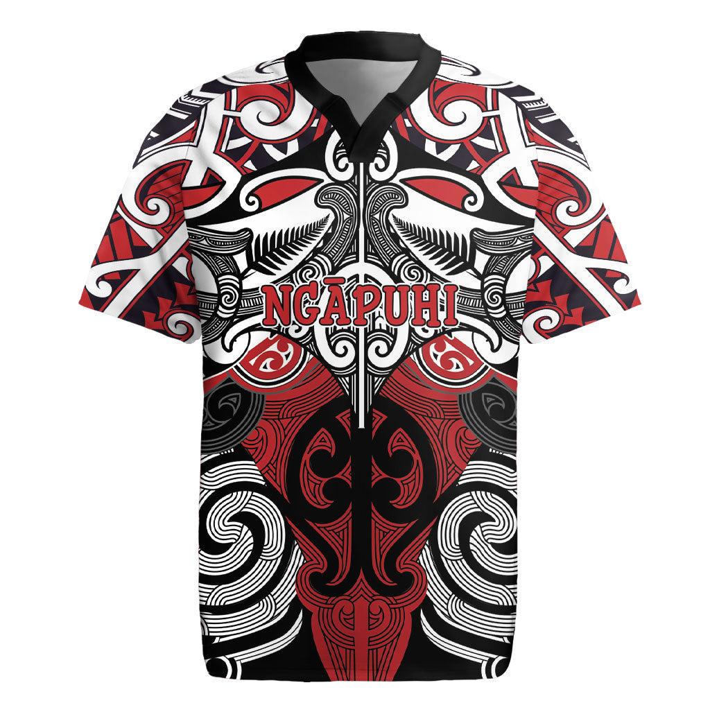 Personalised Maori Ngapuhi Rugby Jersey Silver Fern Kowhaiwhai Art LT01 Red - Polynesian Pride