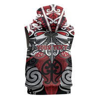 Personalised Maori Ngapuhi Sleeveless Zip Hoodie Silver Fern Kowhaiwhai Art