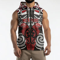 Personalised Maori Ngapuhi Sleeveless Zip Hoodie Silver Fern Kowhaiwhai Art