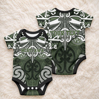 Personalised Maori Ngati Awa Baby Onesie Silver Fern Kowhaiwhai Art