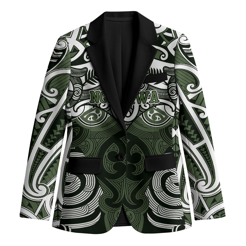 Personalised Maori Ngati Awa Blazer Silver Fern Kowhaiwhai Art LT01 Unisex Green - Polynesian Pride