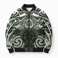 Personalised Maori Ngati Awa Bomber Puffer Jacket Silver Fern Kowhaiwhai Art