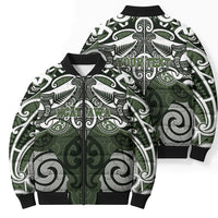 Personalised Maori Ngati Awa Bomber Puffer Jacket Silver Fern Kowhaiwhai Art