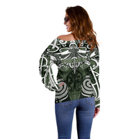 Personalised Maori Ngati Awa Off Shoulder Sweater Silver Fern Kowhaiwhai Art