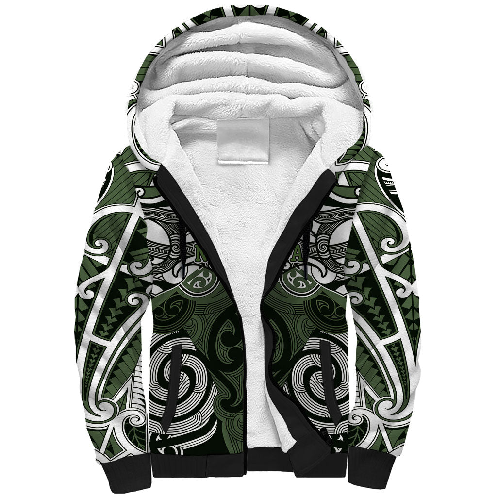 Personalised Maori Ngati Awa Sherpa Hoodie Silver Fern Kowhaiwhai Art LT01 Unisex Green - Polynesian Pride