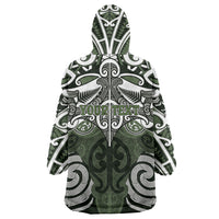 Personalised Maori Ngati Awa Wearable Blanket Hoodie Silver Fern Kowhaiwhai Art