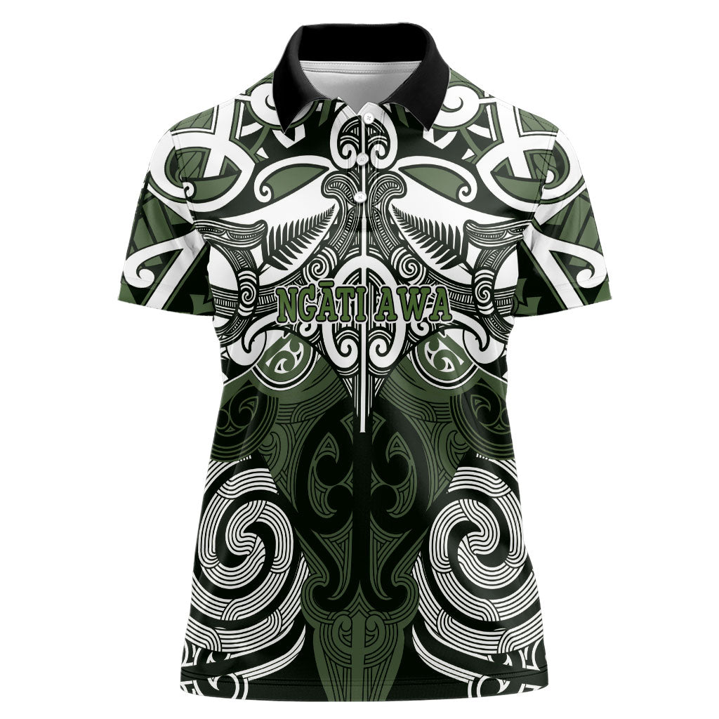 Personalised Maori Ngati Awa Women Polo Shirt Silver Fern Kowhaiwhai Art