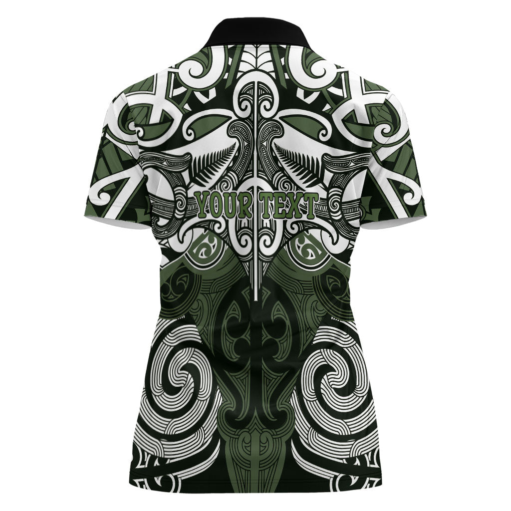 Personalised Maori Ngati Awa Women Polo Shirt Silver Fern Kowhaiwhai Art