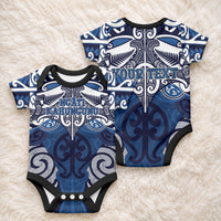 Personalised Maori Ngati Kahungunu Baby Onesie Silver Fern Kowhaiwhai Art