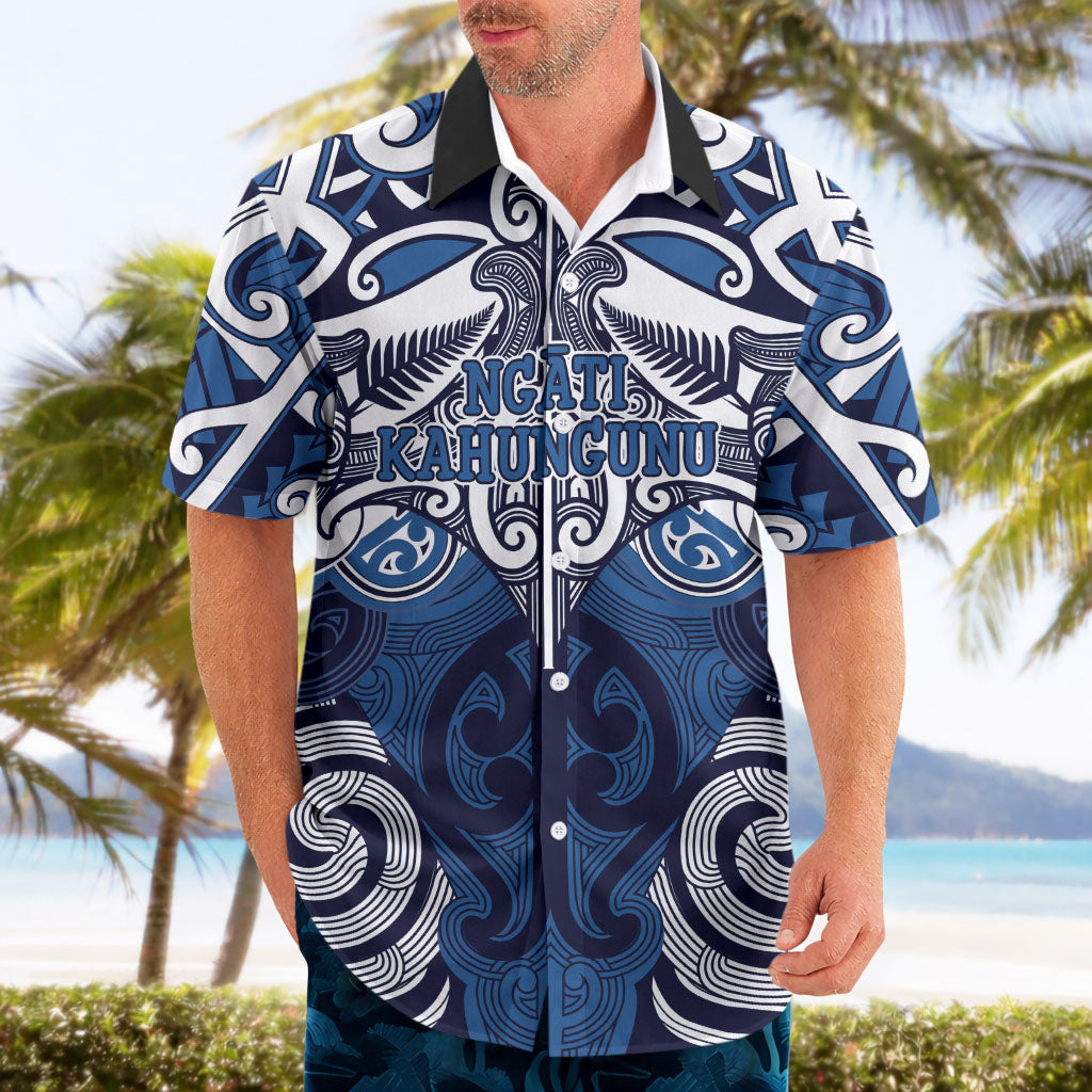 Personalised Maori Ngati Kahungunu Hawaiian Shirt Silver Fern Kowhaiwhai Art