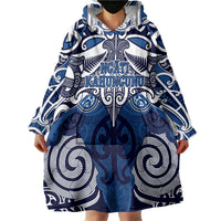 Personalised Maori Ngati Kahungunu Wearable Blanket Hoodie Silver Fern Kowhaiwhai Art