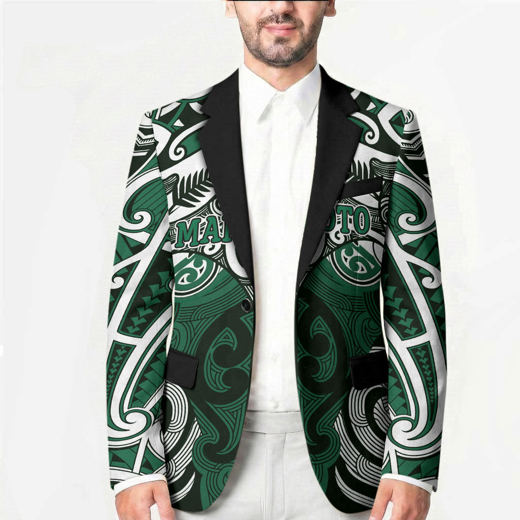 Personalised Maori Ngati Maniapoto Blazer Silver Fern Kowhaiwhai Art