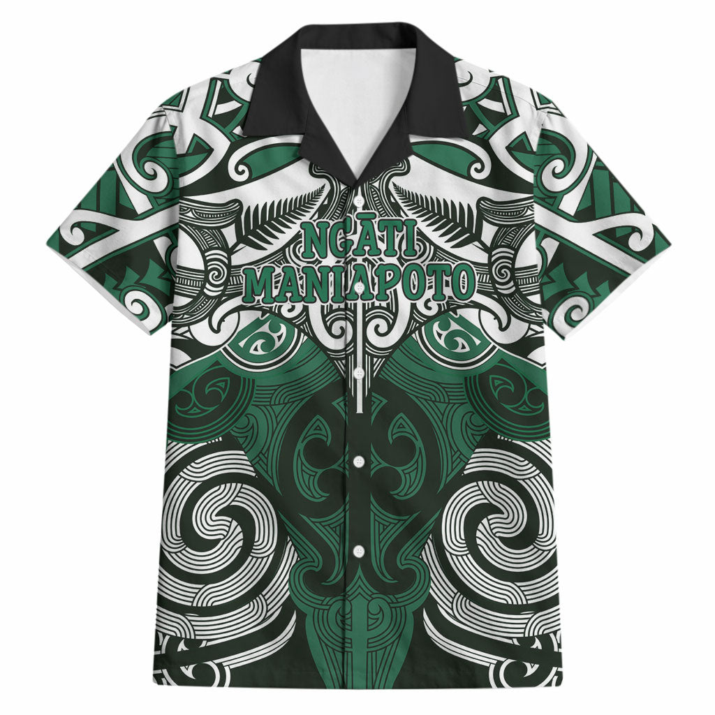 Personalised Maori Ngati Maniapoto Hawaiian Shirt Silver Fern Kowhaiwhai Art