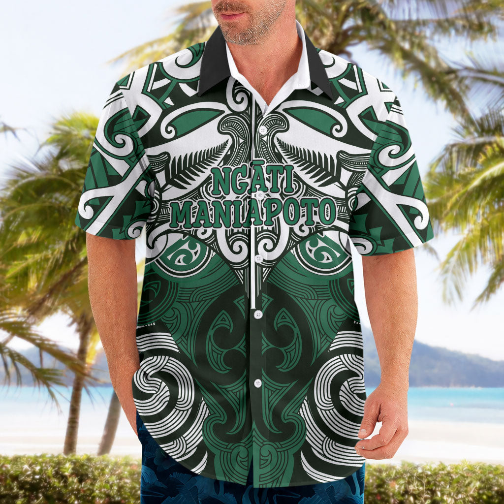 Personalised Maori Ngati Maniapoto Hawaiian Shirt Silver Fern Kowhaiwhai Art