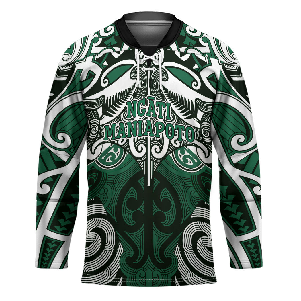 Personalised Maori Ngati Maniapoto Hockey Jersey Silver Fern Kowhaiwhai Art