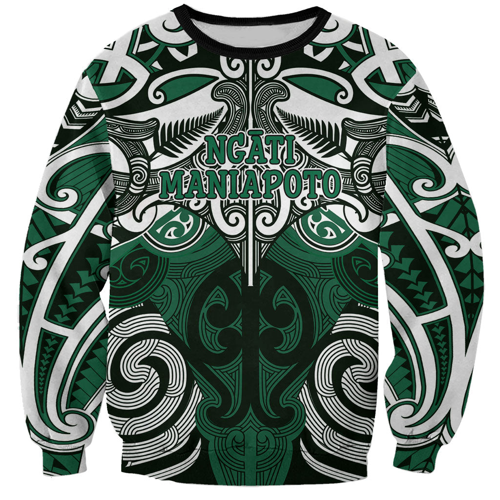 Personalised Maori Ngati Maniapoto Sweatshirt Silver Fern Kowhaiwhai Art