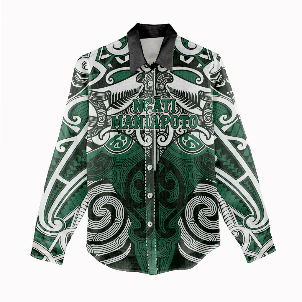 Personalised Maori Ngati Maniapoto Women Casual Shirt Silver Fern Kowhaiwhai Art