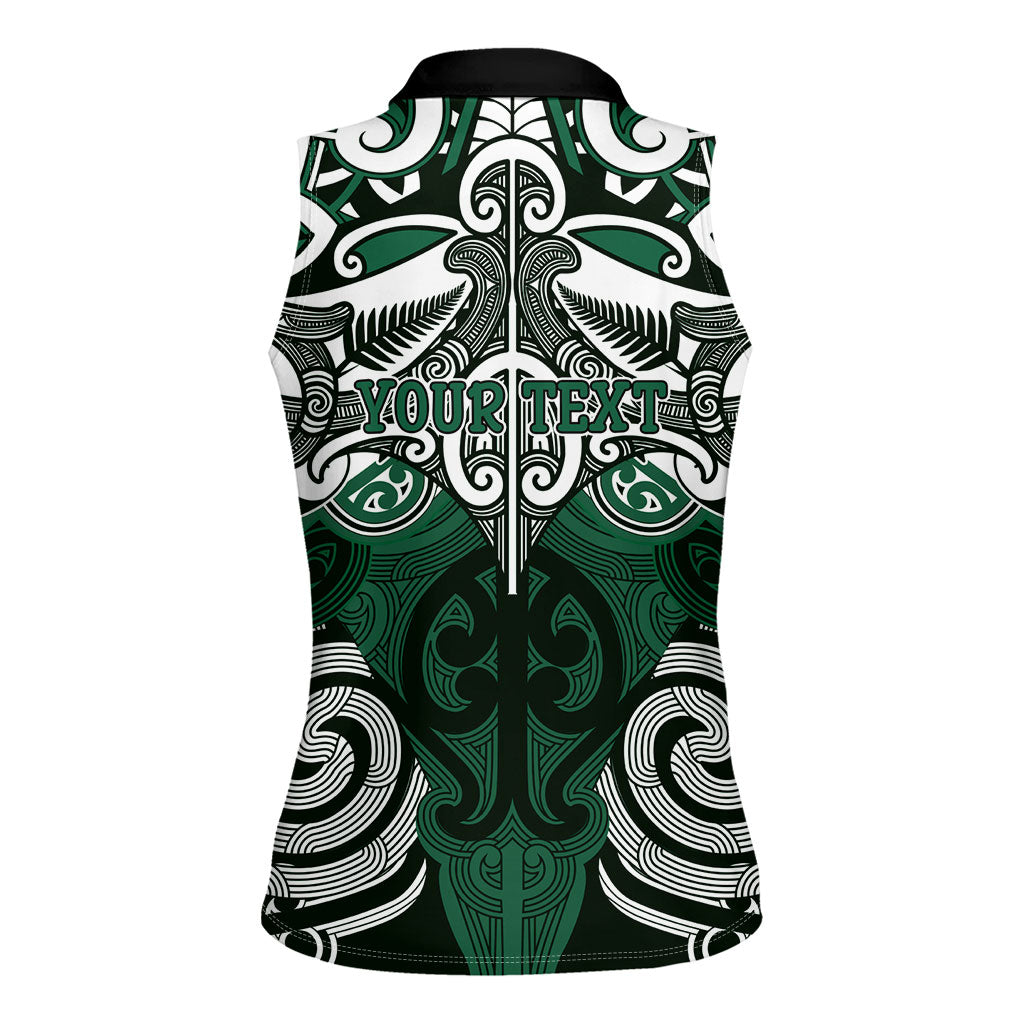 Personalised Maori Ngati Maniapoto Women Sleeveless Polo Shirt Silver Fern Kowhaiwhai Art