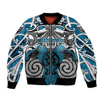 Personalised Maori Ngati Porou Bomber Jacket Silver Fern Kowhaiwhai Art