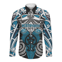 Personalised Maori Ngati Porou Long Sleeve Button Shirt Silver Fern Kowhaiwhai Art