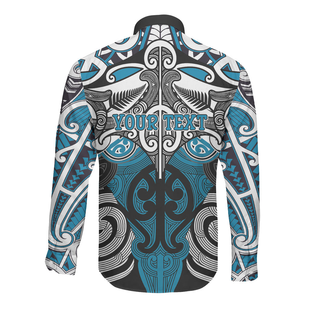 Personalised Maori Ngati Porou Long Sleeve Button Shirt Silver Fern Kowhaiwhai Art