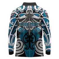 Personalised Maori Ngati Porou Long Sleeve Polo Shirt Silver Fern Kowhaiwhai Art