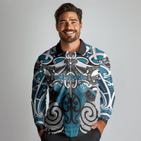 Personalised Maori Ngati Porou Long Sleeve Polo Shirt Silver Fern Kowhaiwhai Art