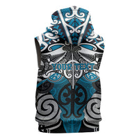 Personalised Maori Ngati Porou Sleeveless Hoodie Silver Fern Kowhaiwhai Art