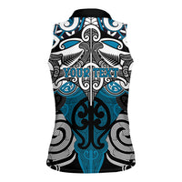 Personalised Maori Ngati Porou Women Sleeveless Polo Shirt Silver Fern Kowhaiwhai Art