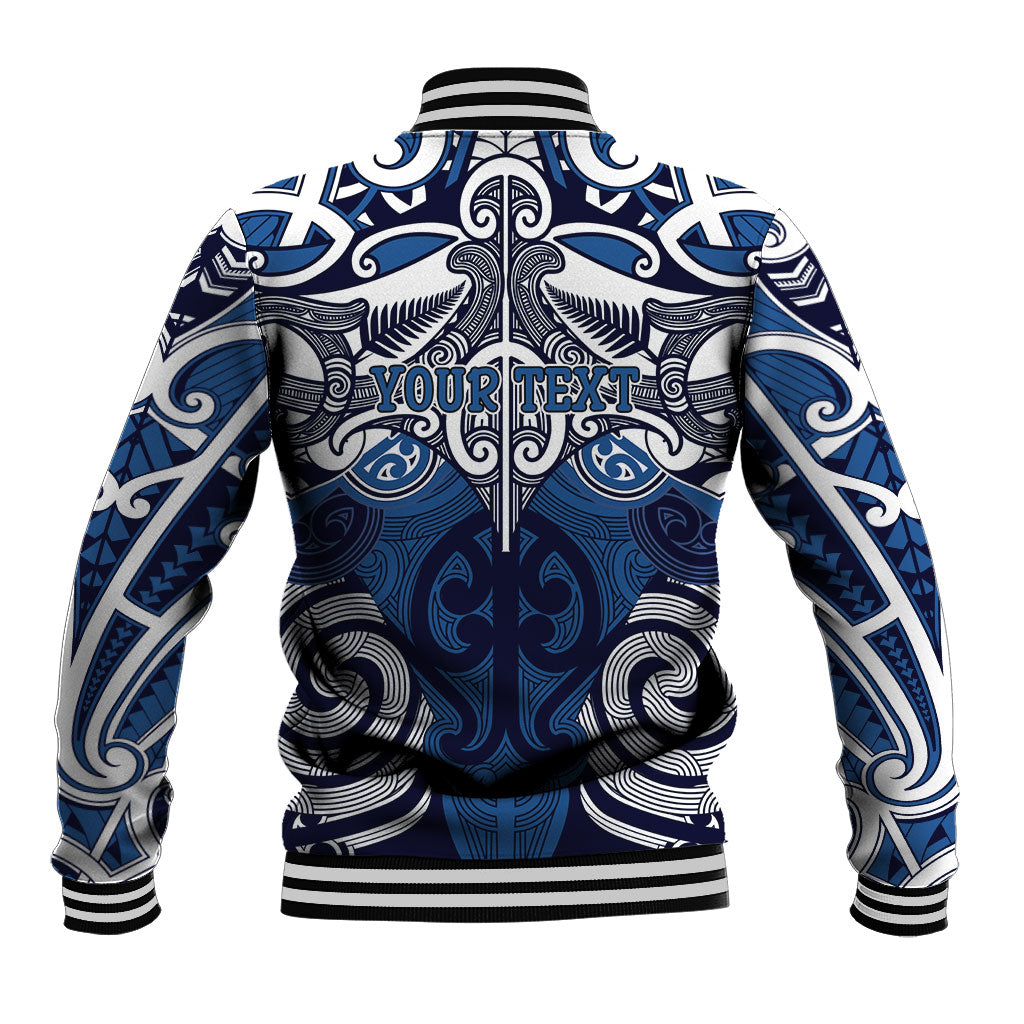 Personalised Maori Ngati Tuwharetoa Baseball Jacket Silver Fern Kowhaiwhai Art